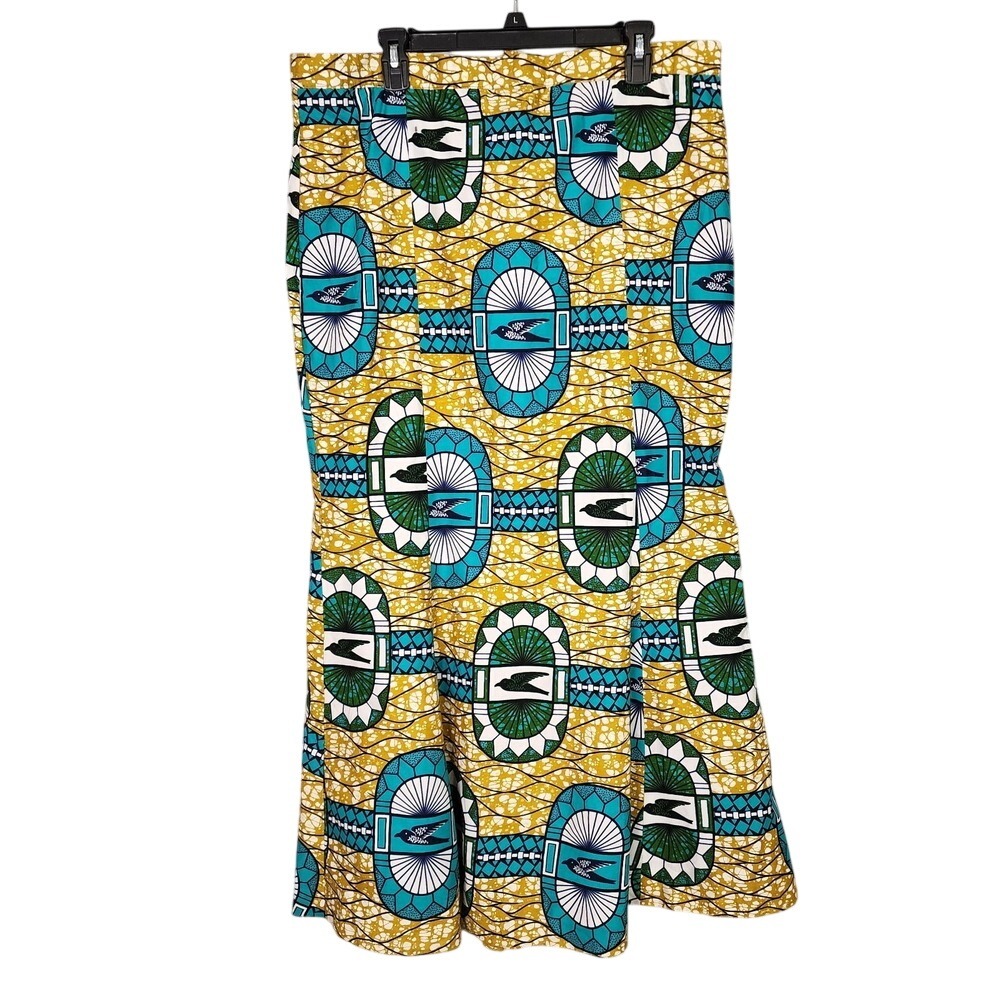 HANDMADE Size XL African Ankara Wax Kala So Pretty Maxi Trumpet Skirt